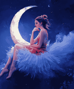 Fantasy Girl on Crescent Moon Diamond Painting