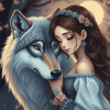 Fantasy Wolf and Girl Diamond Painting