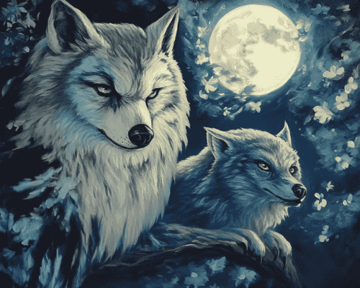 Fantasy Wolf and Owl Diamond Painting