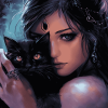 Fantasy Woman with Black Cat Diamond Painting