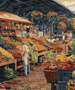 Farmers Market Scene Diamond Painting