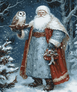 Father Frost Christmas Owl Diamond Painting