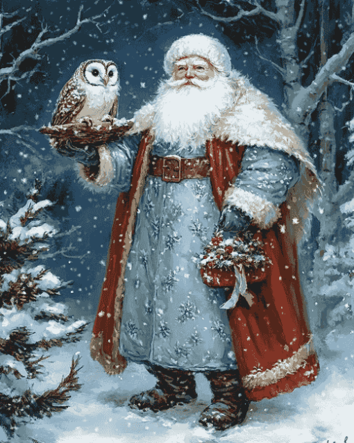 Father Frost Christmas Owl Diamond Painting