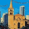 Festive Beirut Skyline Diamond Painting