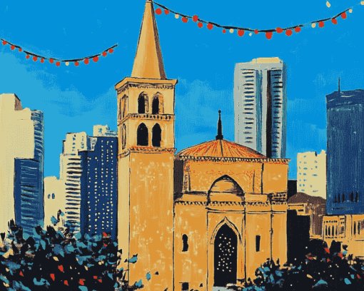 Festive Beirut Skyline Diamond Painting