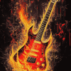 Fiery Guitar Diamond Painting