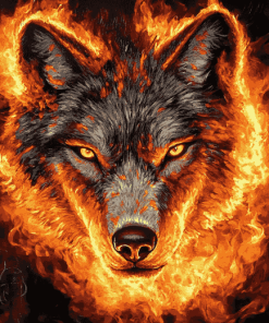 Fire Wolf Diamond Painting