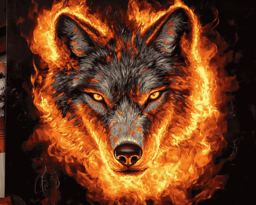 Fire Wolf Diamond Painting