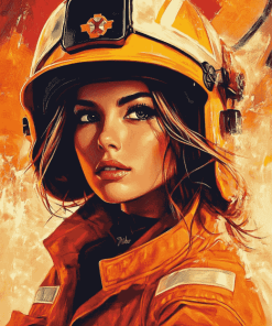 Firefighter Lady Inspired Diamond Painting