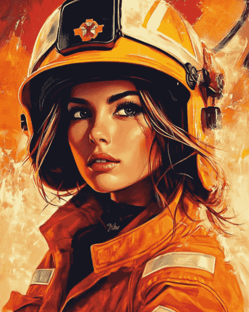 Firefighter Lady Inspired Diamond Painting