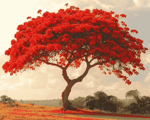 Flamboyant Tree Landscape Diamond Painting