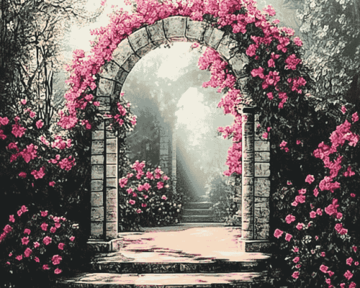 Floral Archway Blossoms Diamond Painting