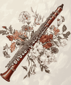 Floral Bassoon Music Diamond Painting