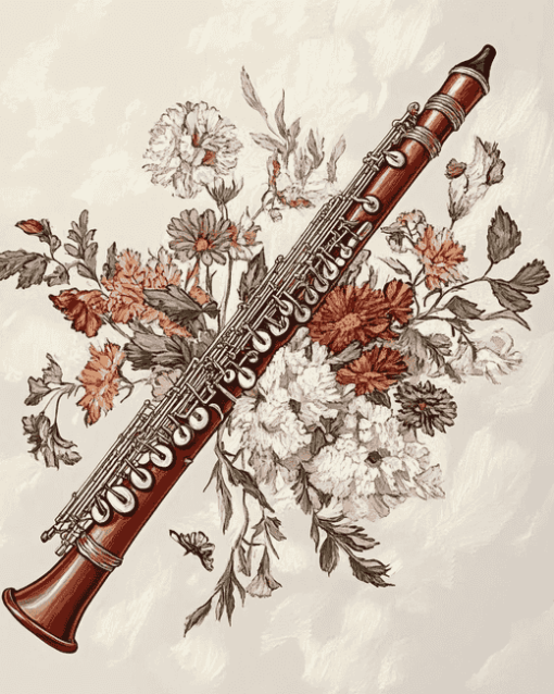 Floral Bassoon Music Diamond Painting