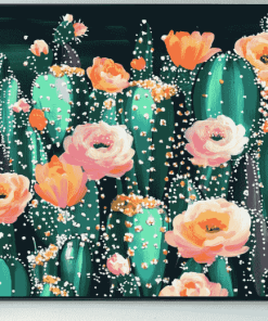 Floral Cactus Blossoms Diamond Painting