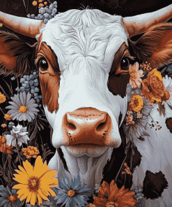 Floral Cow Diamond Painting