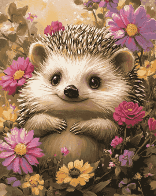 Floral Hedgehog Art Diamond Painting