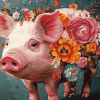 Floral Pig Art Diamond Painting