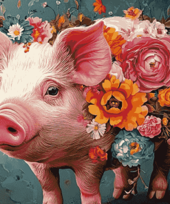 Floral Pig Art Diamond Painting