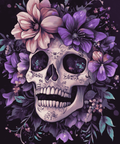 Floral Skull with Roses Diamond Painting