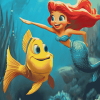 Flounder and Ariel Cartoon Diamond Painting