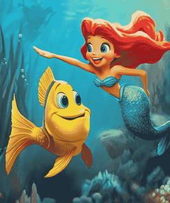 Flounder and Ariel Cartoon Diamond Painting