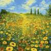 Flower Fields by Klimt Diamond Painting