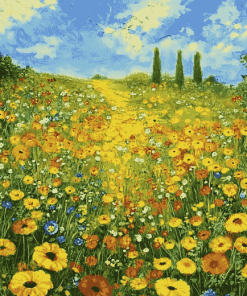 Flower Fields by Klimt Diamond Painting