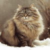 Fluffy Siberian Kitty Diamond Painting