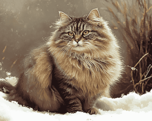 Fluffy Siberian Kitty Diamond Painting