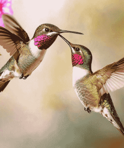 Flying Hummingbirds Pink Diamond Painting