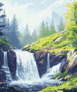 Forest Waterfalls Diamond Painting