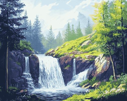 Forest Waterfalls Diamond Painting