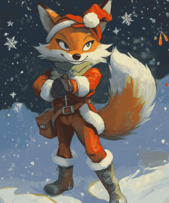 Fox McCloud Christmas Magic Diamond Painting