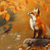 Fox and Bird Autumn Diamond Painting