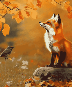 Fox and Bird Autumn Diamond Painting