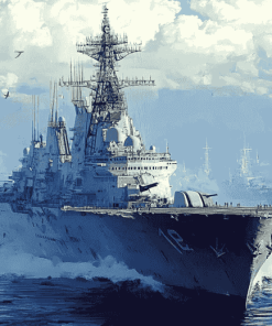 Frigate Warship Voyage Diamond Painting