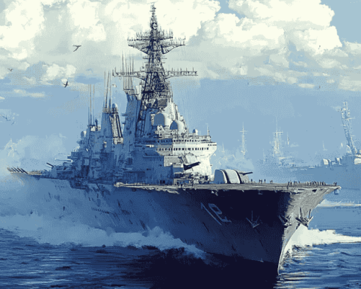 Frigate Warship Voyage Diamond Painting