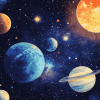 Galaxy Planets Diamond Painting