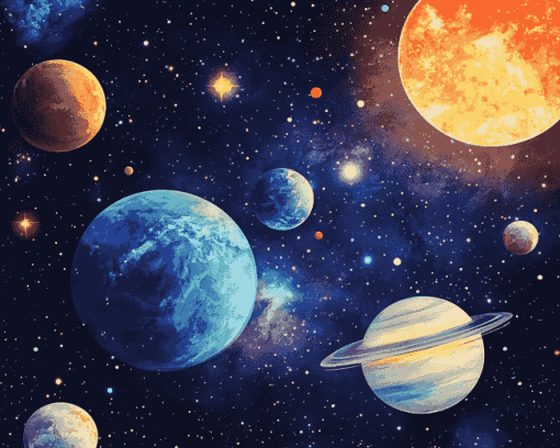 Galaxy Planets Diamond Painting