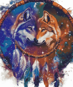 Galaxy Wolf Dream Catcher Diamond Painting