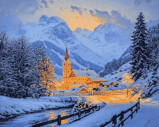 German Bavaria Winter Scenes Diamond Painting