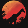 Giraffe Red Moon Silhouette Diamond Painting