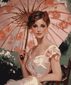 Girl Parasol Vintage Diamond Painting