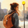 Girl and Backpack Style Diamond Painting