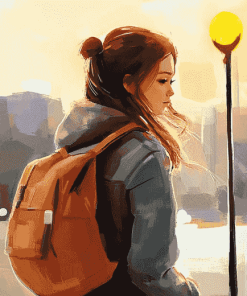 Girl and Backpack Style Diamond Painting