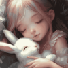 Girl and Bunny Cartoon Diamond Painting