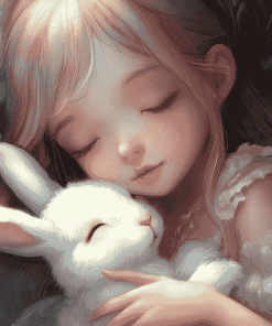 Girl and Bunny Cartoon Diamond Painting