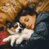 Girl and Her Puppy Diamond Painting