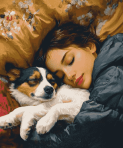 Girl and Her Puppy Diamond Painting